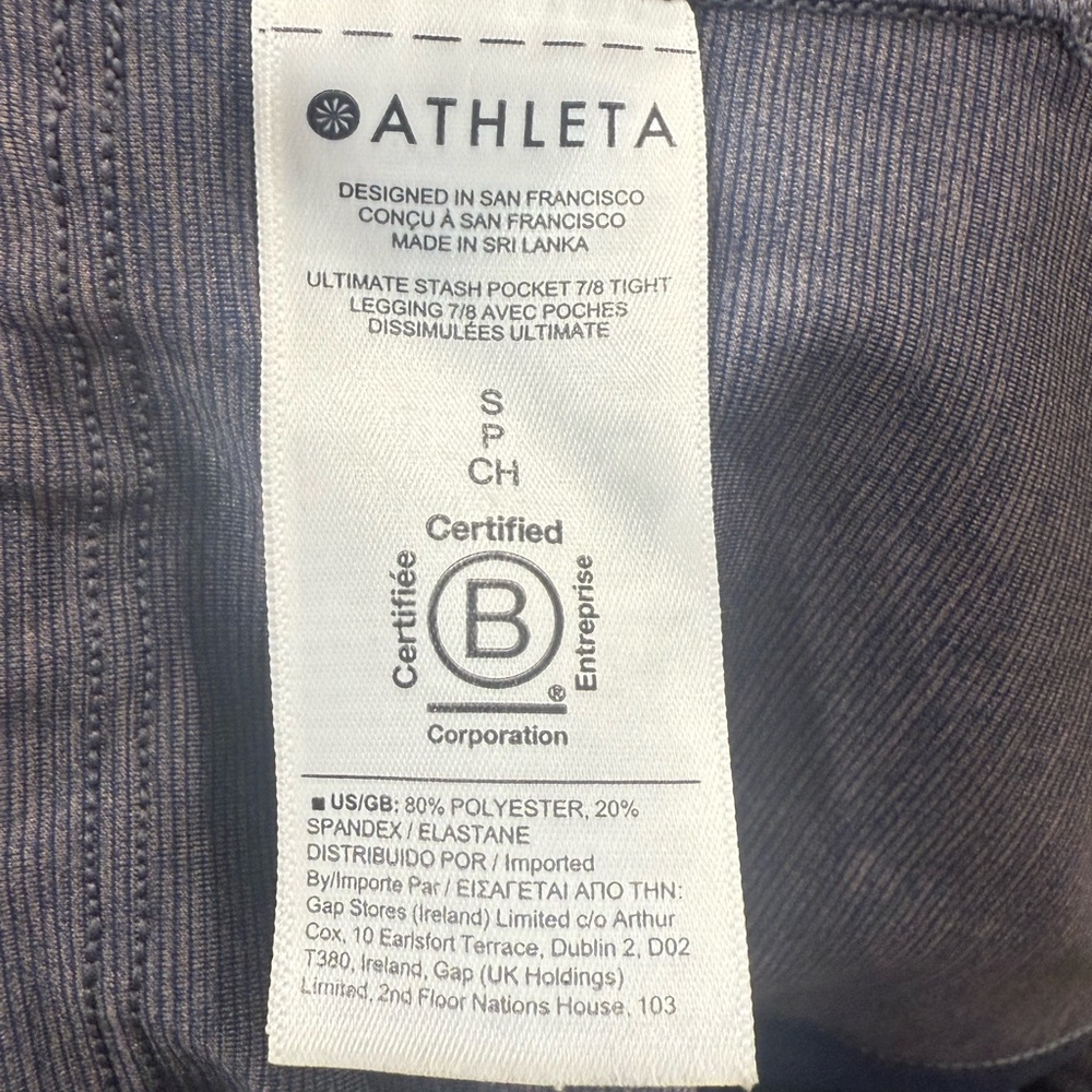 Athleta Ultimate Stash Pocket 7/8 Tight Leggings Blue Hearth Rose, Size S - Picture 7 of 9